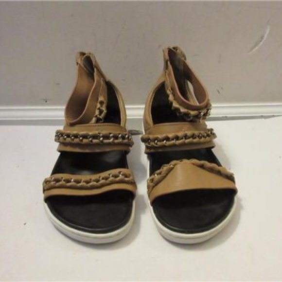 A7EIJE TAN LEATHER W/SILVER HARDWARE SANDAL 6 - Picture 1 of 4